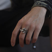 S925 silver domineering fashion dragon claw ring male personality trend ring National style creative retro old Thai silver ring
