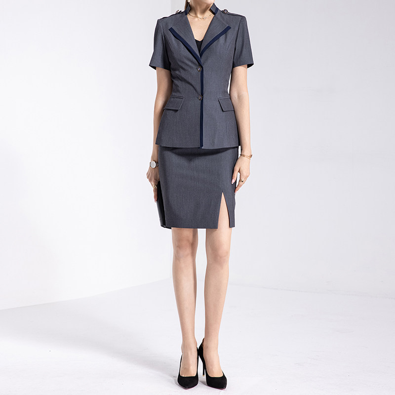 High-end Fashion Work Suit Women's Summer Style Professional Suit Suit Jewelry Store Sample House Display Center Summer Work Clothes Temperament Grey