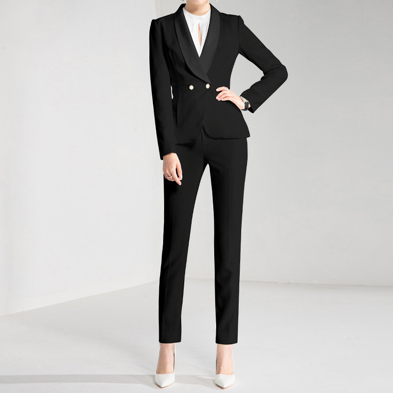 Black business dress women's suit temperament white-collar OL high-end work clothes spring and autumn real estate sample house exhibition center work clothes