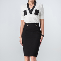 Summer workout light and thin high-end professional suit woman white short sleeve shirt tooling stylish and professional dress