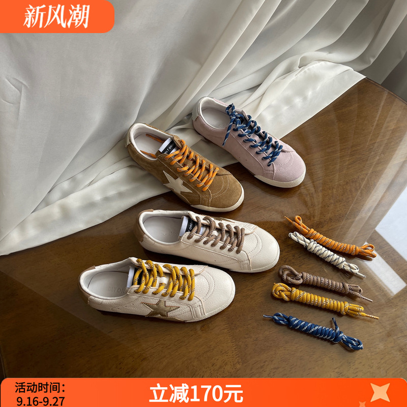 Women's De Xun Shoes 2026 New Autumn Breathable Lambskin Retro Duckbill Sneakers Women's Star Shoes Distressed Shoes Women's De Xun Shoes 2026 New Autumn Breathable Lambskin Retro Duckbill Sneakers Women's Star Shoes Distressed Shoes