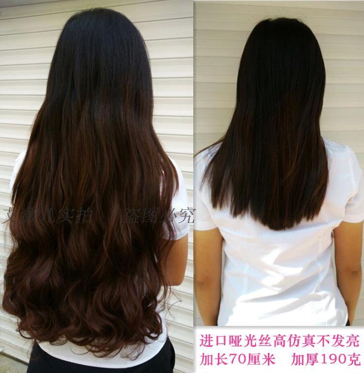 不发亮加厚一片式卷发片大波浪中长卷发假发片女接发片仿真发哑光