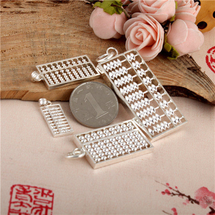 925 Sterling Silver Abacus Pendant Women's Sweater Chain Lucky Silver Necklace Jewelry Accessories Pendant Round Bead Couple Pendant