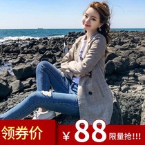 2019 retro plaid blazer women Korean Spring and Autumn new casual loose ch check suit