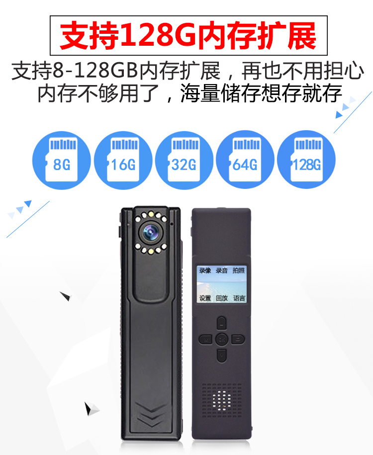 Đầu ghi hình đêm HD mini tại chỗ chuyên nghiệp trợ lý thực thi pháp luật ghi máy ảnh cầm tay nhỏ cầm tay - Máy quay video kỹ thuật số máy quay mini 4k