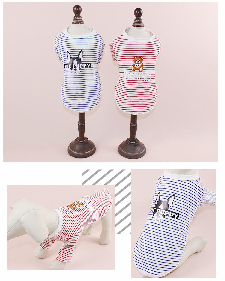 Mao Beibei thú cưng chó mèo quần áo sọc bông mùa xuân và mùa hè Teddy gấu Xiong VIP quần áo mỏng - Quần áo & phụ kiện thú cưng 	áo thun cho mèo