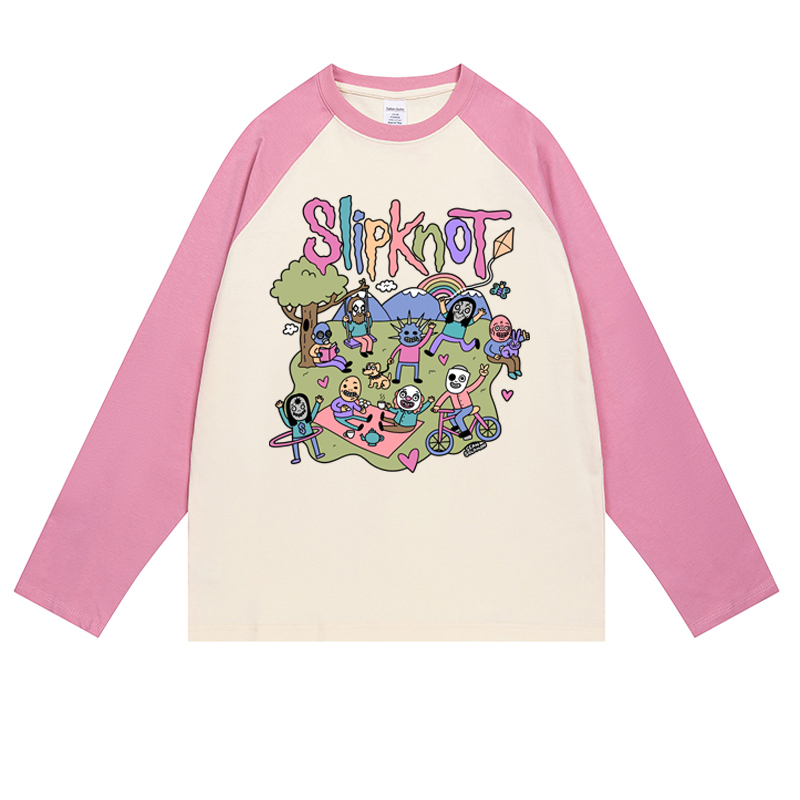 New Slipknot Metallica Korn Cartoon Rock Punk Style Raglan Long-Sleeved T-Shirt