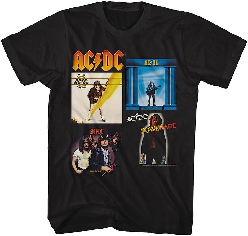 80S Classic Punk Acdc Rock Band American Retro High Street Vintage Summer New Short-Sleeved T-Shirt