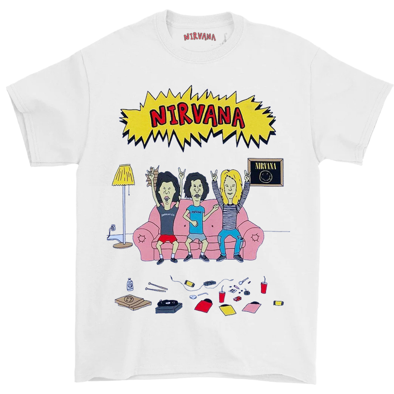 Nirvana X Beavis and Big Head Cartoon American Retro Vintage T-Shirt Nirvana X Beavis and Big Head Cartoon American Retro Vintage T-Shirt