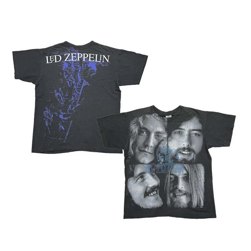 Led Zeppelin Multi-Color White Light Winter Retro Pattern American Style Pure Cotton Short-Sleeve T-Shirt for Men
