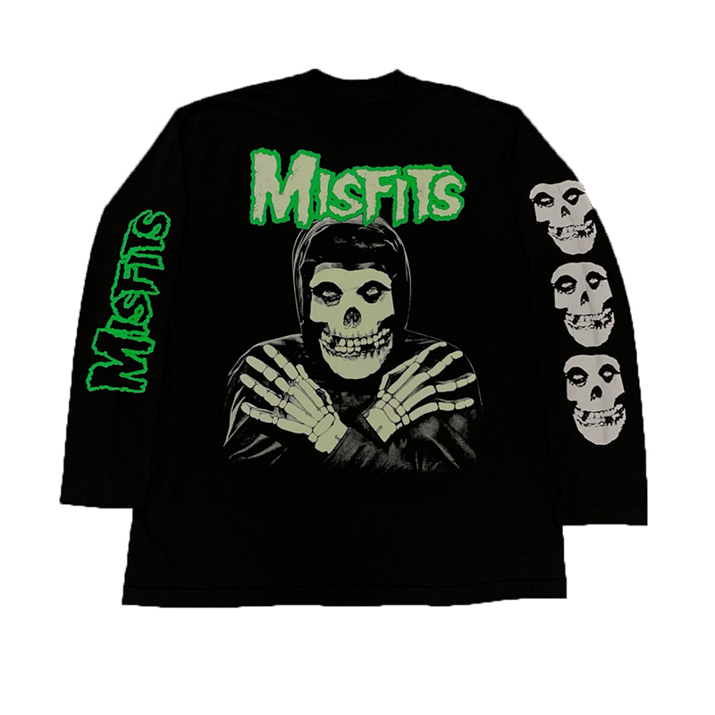 2025 Autumn Misfits Band Rock Hardcore Retro American Street Style Skull Unisex Pure Cotton Long-Sleeve T-Shirt 2025 Autumn Misfits Band Rock Hardcore Retro American Street Style Skull Unisex Pure Cotton Long-Sleeve T-Shirt