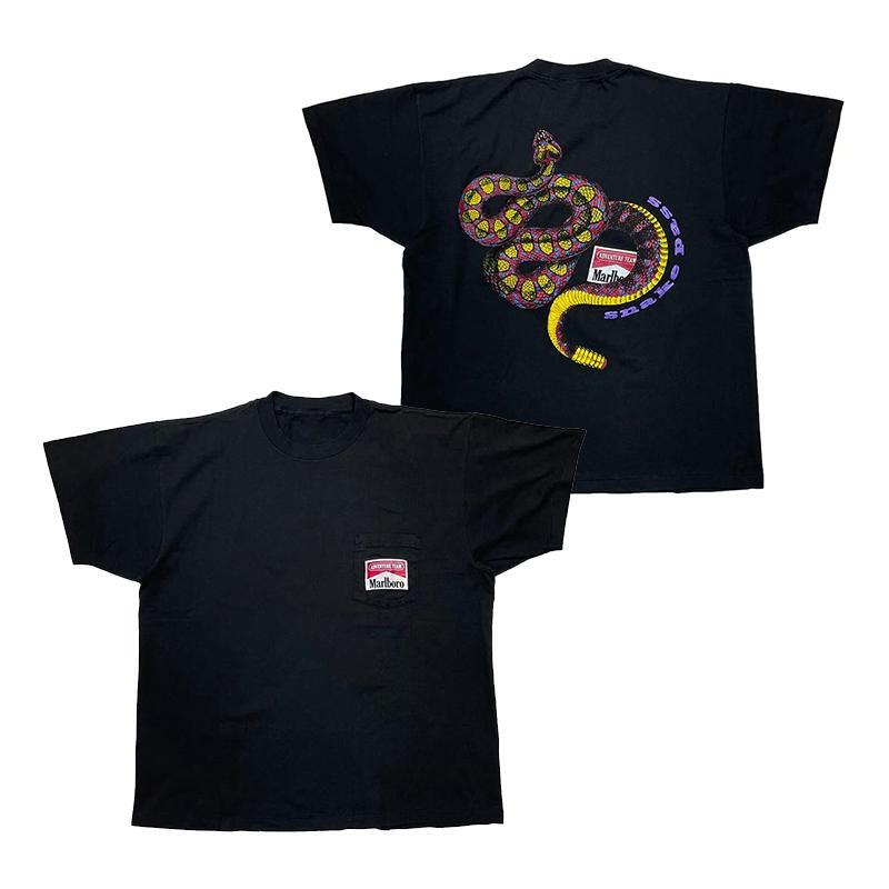 American Western Cowboy Rattlesnake Lizard Retro Casual Oversized Men's Short-Sleeve Pocket T-Shirt