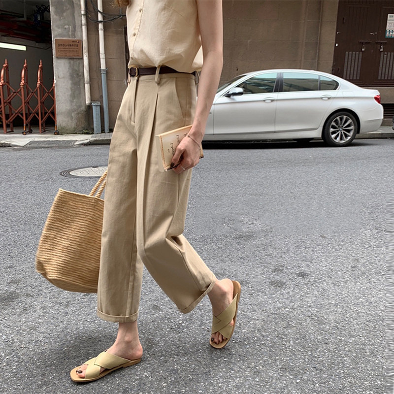 Card Its Color Pants 2022 Summer New South Korea Straight Barrel Casual Pants 90% West Pants Brief Loose Western Dress Pants Woman