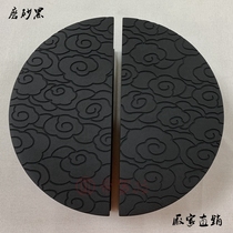 New Chinese round door handle carving custom semicircular wooden door handle antique copper auspicious cloud glass door handle