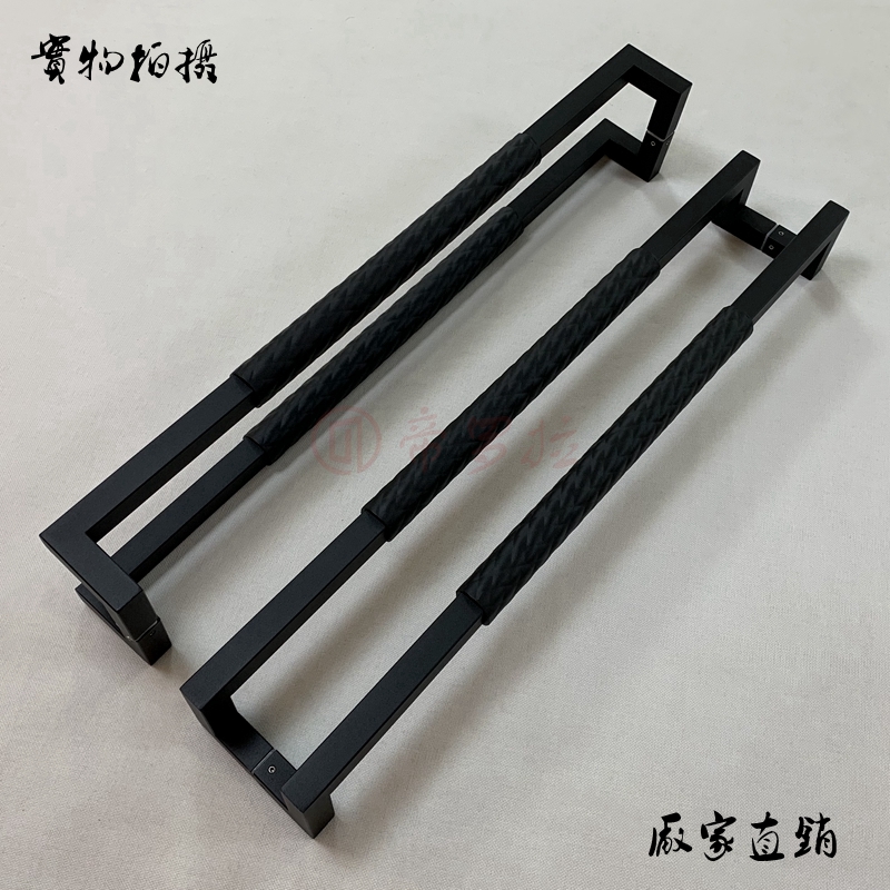 Glass handle stainless steel big door handle thickened with unframed door handle wooden door minimalist handle black spot