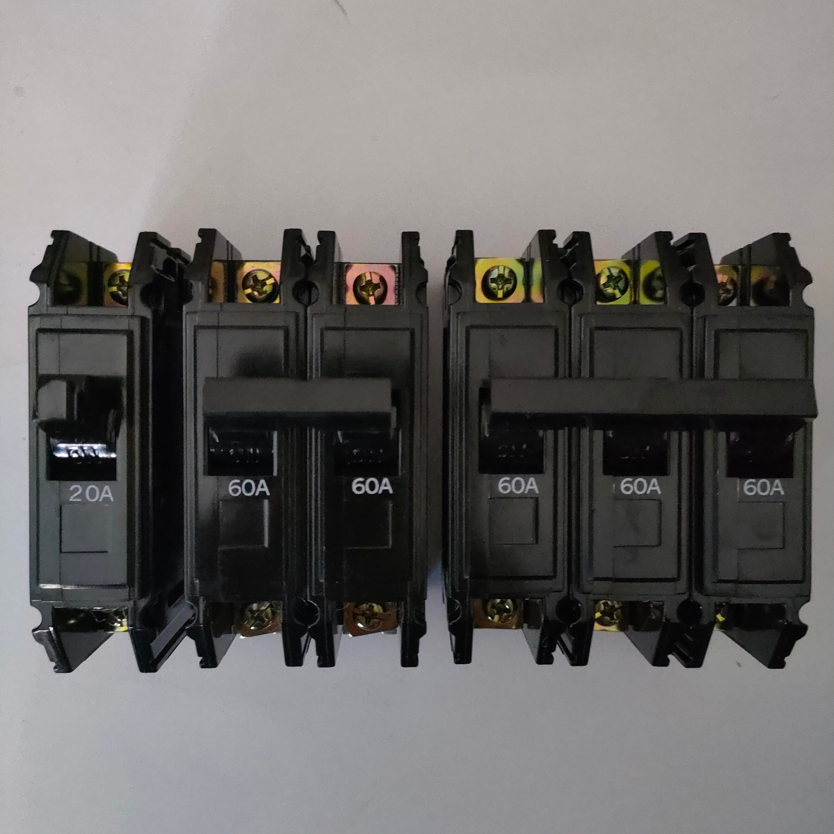 Black old model circuit breaker BH-S 1P 2P 3P 30A 63A air switch DZ12-60 15A 20A