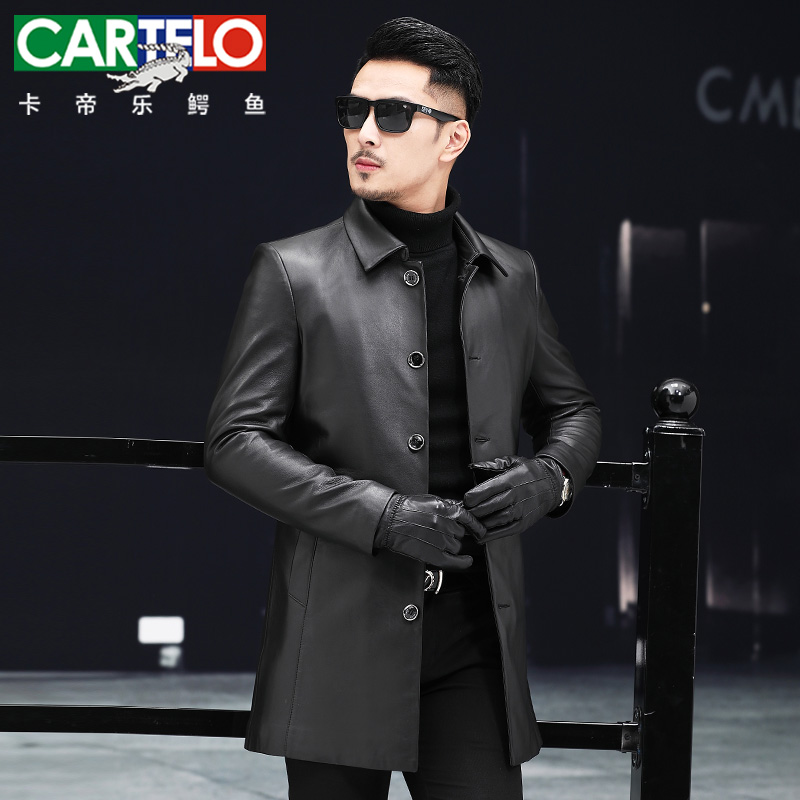 Caravan Crocodile 2021 new dermis fur coat male medium long version capsized leather jacket men's sheep leather jacket