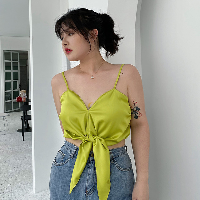 LTGIRLstudio Hyuna style large size camisole vacation style bowknot bouncy sexy wrap chest top