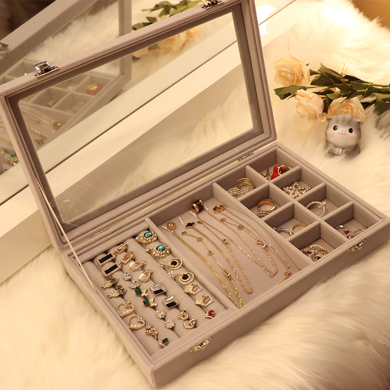 Covered stud earrings Ear storage box Jewelry dustproof jewelry storage box Ear clip earrings ear line finishing jewelry box