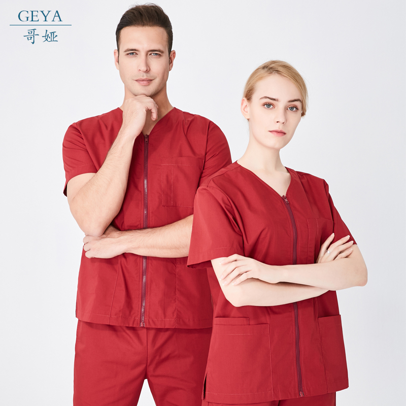 Nurse's sweatshirt doctor's operating room brushed hand clothes Custom Isolates Dentists Dentists Oral Clinic Uniform Short Sleeves