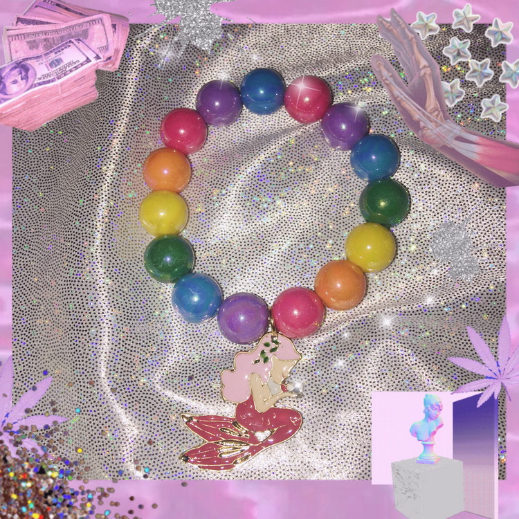 Xuất khẩu tinh tế lợn cô gái cầu vồng nàng tiên cá công chúa Unicorn Symphony Macarons Bracelet vòng vàng 18k