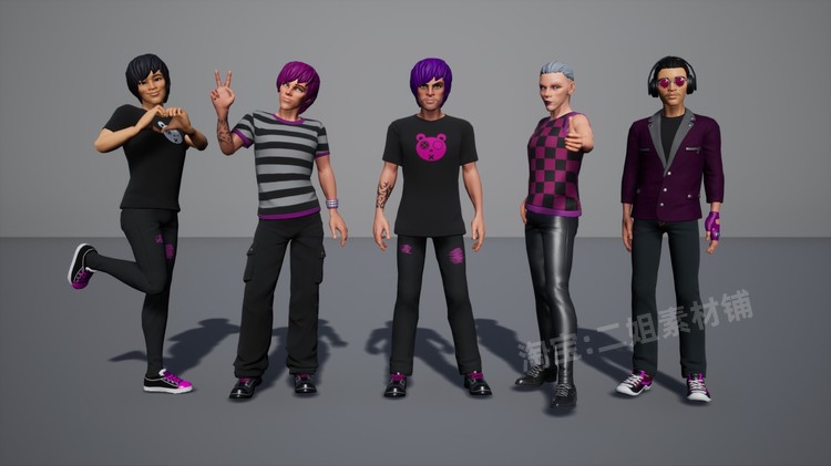 图片[9]-Subculture Guy卡通程式化人物角色服装头部发型面部UE4虚幻5道具-cg男孩
