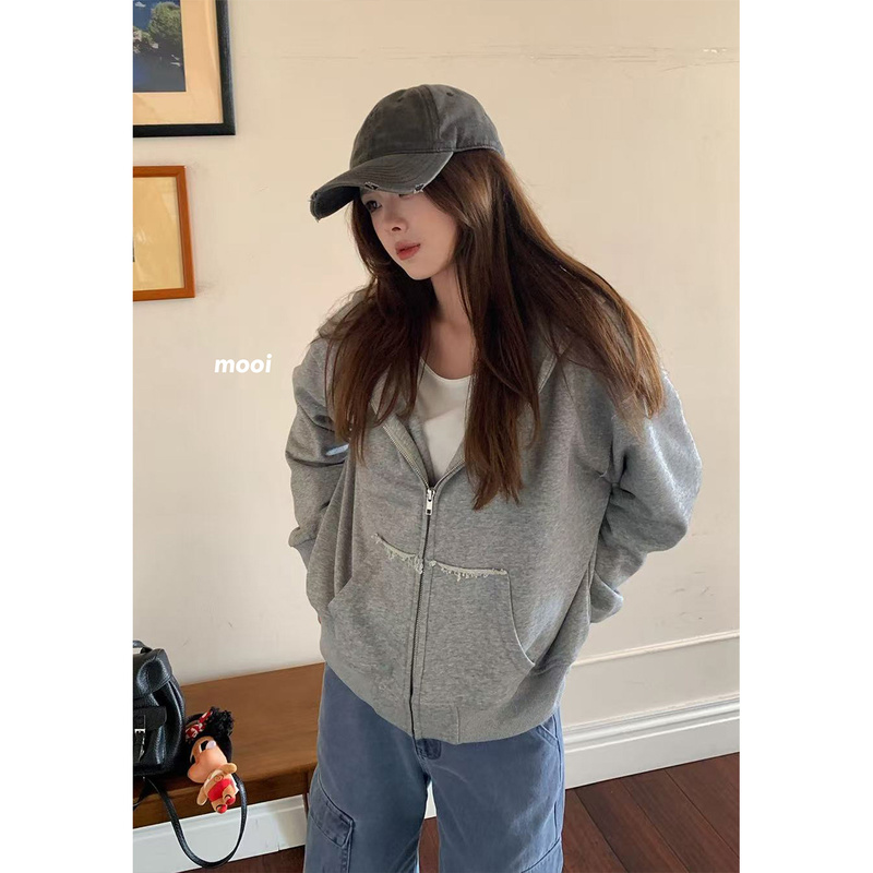 See You Soon Cheers Relaxing Core Sweatshirt Jacket for Women Autumn Design American Retro Zipper Hooded Outerwear See You Soon Cheers Relaxing Core Sweatshirt Jacket for Women Autumn Design American Retro Zipper Hooded Outerwear