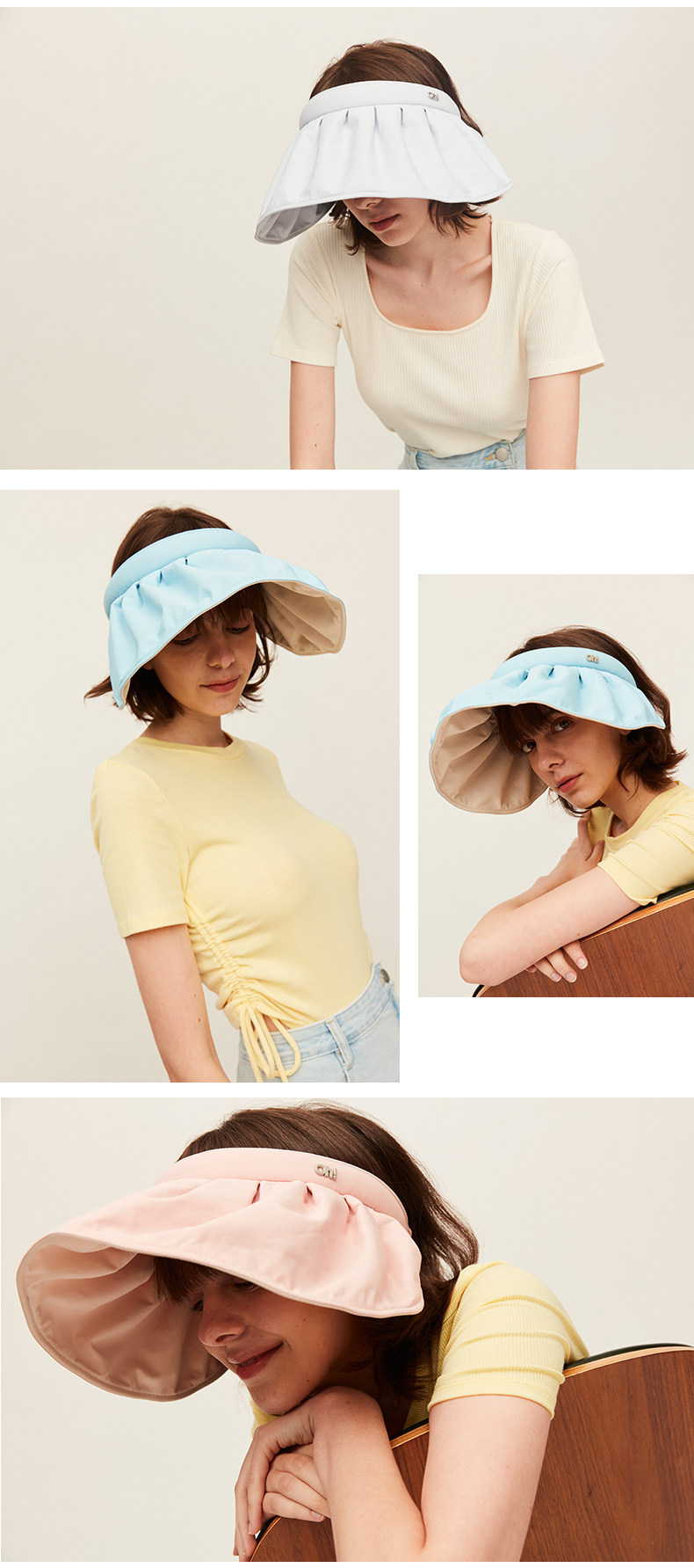 【中国直邮】Ohsunny 贝壳防晒帽 箍帽两用UPF50+(浅沥灰)