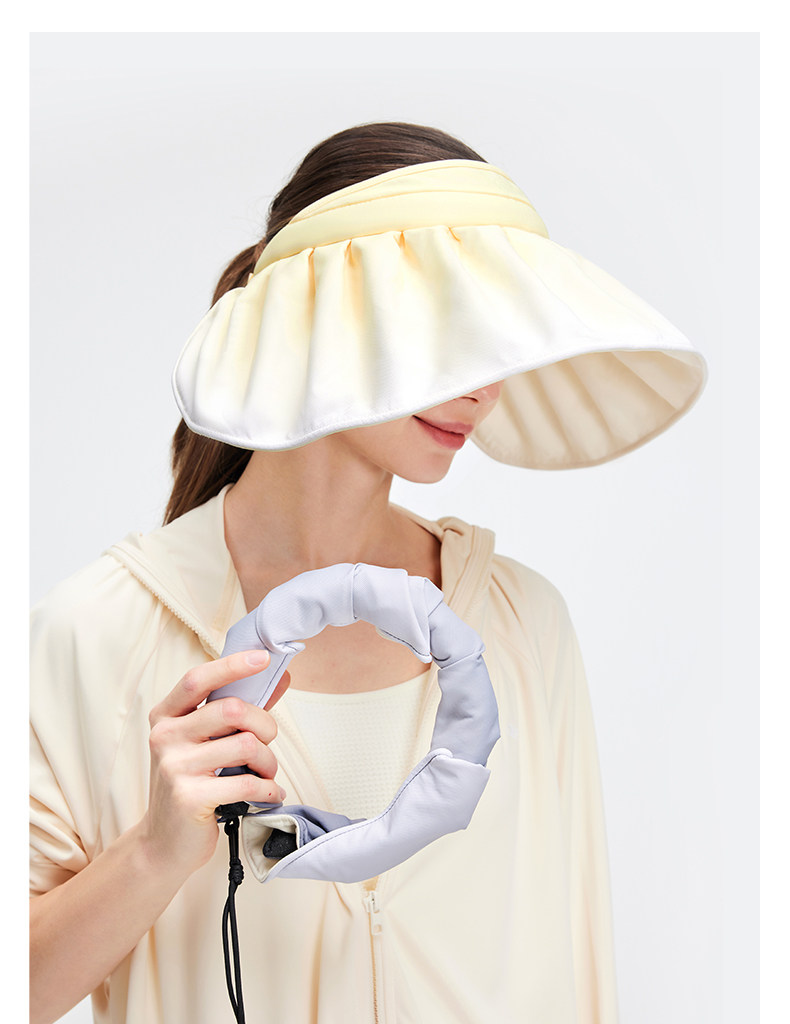 【中国直邮】Ohsunny 贝壳帽空顶防晒帽发箍 防紫外线 遮阳帽 大帽檐遮脸太阳帽   白岩米/慕斯粉 【赠送手腕防风绳】1件