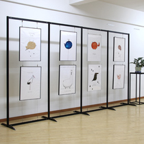Folding calligraphy and painting works exhibition board display board shelf vertical floor-to-ceiling publicity display board calligraphy and painting screen display board black