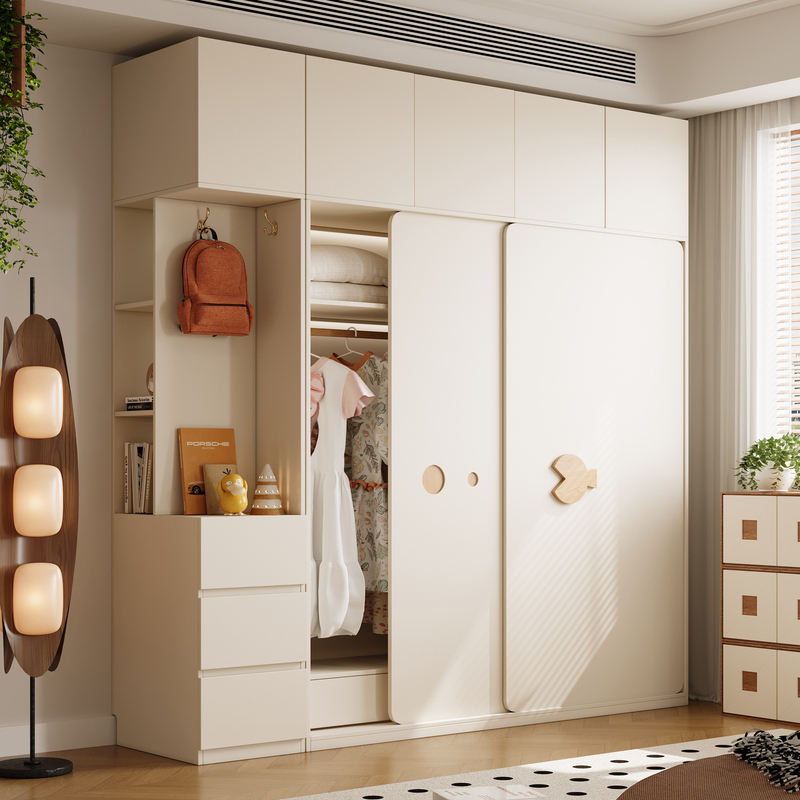 Enf-Grade Environmentally Friendly Children's Wardrobe for Home Bedroom, Small Apartment, European Pine Board Storage Cabinet with Sliding Doors, Large Wardrobe Enf-Grade Environmentally Friendly Children's Wardrobe for Home Bedroom, Small Apartment, European Pine Board Storage Cabinet with Sliding Doors, Large Wardrobe