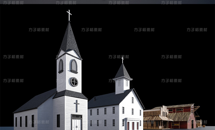 图片[3]-3D素材Kitbash3d西部风乡村木屋房子楼房马车风车水塔BLENDCER模型3DK009-cg男孩