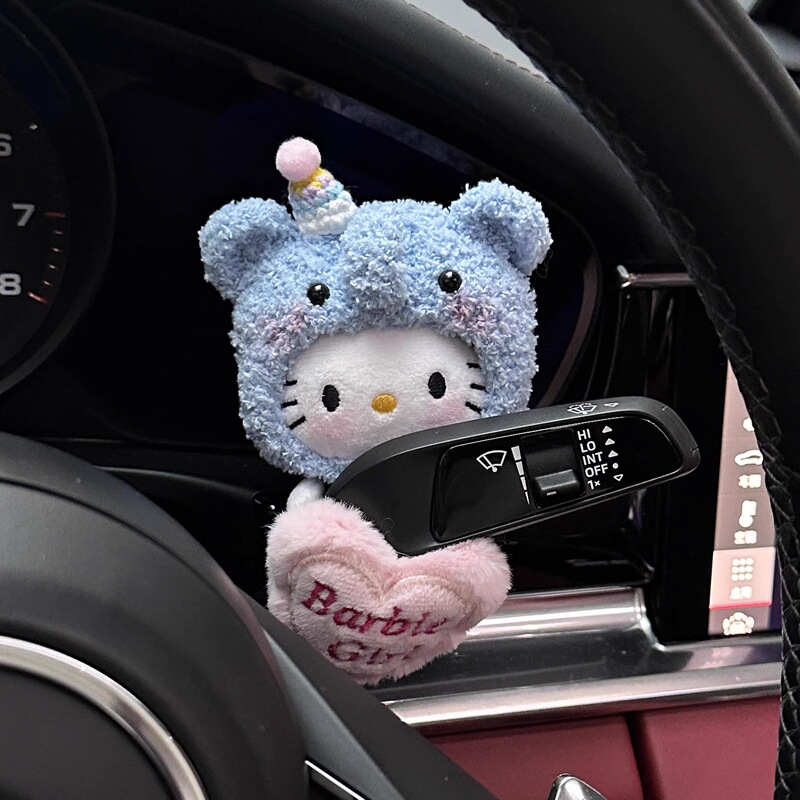 Car Gear Shift Hello Kitty Cute Doll Car Steering Wheel Light Wiper Car Interior Decoration