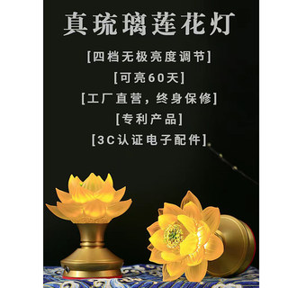 Rechargeable lotus lamp buddha lamp led buddha front lamp ever-bright lamp household plug-in god of wealth lamp pure copper glass lamp