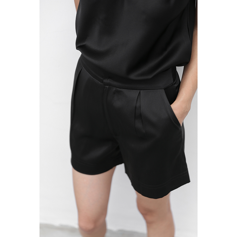 Juzinine Original Design Heavyweight Silk Shorts for Women, Mulberry Silk Outerwear Leggings, Thin Casual Pants
