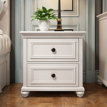 Bedside table simple European-style solid wood bed side storage cabinet Cabinet Cabinet bedroom locker White full American