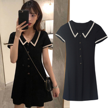 Fan-style temperament small black dress Hebbon doll collar sweet and beautiful dress 2021 out of the summer for thin cashew.