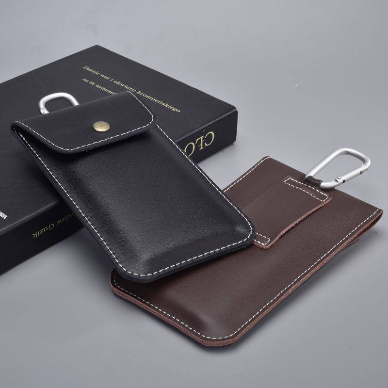 4 7 5 8 6 3 7 2 inch leather mobile phone bag wear belt waist hanging bag vertical ultra-thin single layer men's leather case