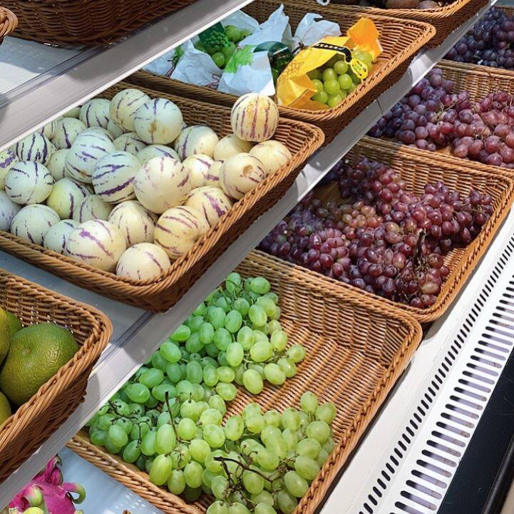 Supermarket Fruit And Vegetable Shelf Containing Finishing Display Basket Water Fruit Basket Vegetable Imitation Vine Woven Display Basket Bamboo Basket Shelve Basket