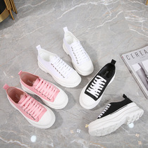 McQueen 2020 new small white shoes female size 4243 thick soled pine cake shoes canvas dad shoes low top high single shoes