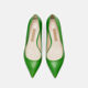 2023 ເກີບຫນັງອ່ອນໃຫມ່ຂອງແມ່ຍິງ Versatile ສີຂຽວສູງ heels ຫນັງແທ້ຂອງການເຮັດວຽກເກີບສໍາພາດເກີບ Stiletto Heels ເກີບປາຍຕີນ