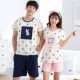 Bộ đồ ngủ mùa hè cho nữ bộ đồ cotton ngắn tay nam nửa tay cỡ lớn dễ thương phiên bản cotton Hàn Quốc kiểu đồ bộ may vải thun