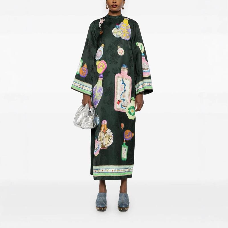 European and American Cross-Border Amazon 2025 Aliexpress New Independent Station Cotton and Linen Printed Casual Bell-Sleeve Dress for Women European and American Cross-Border Amazon 2025 Aliexpress New Independent Station Cotton and Linen Printed Casual Bell-Sleeve Dress for Women