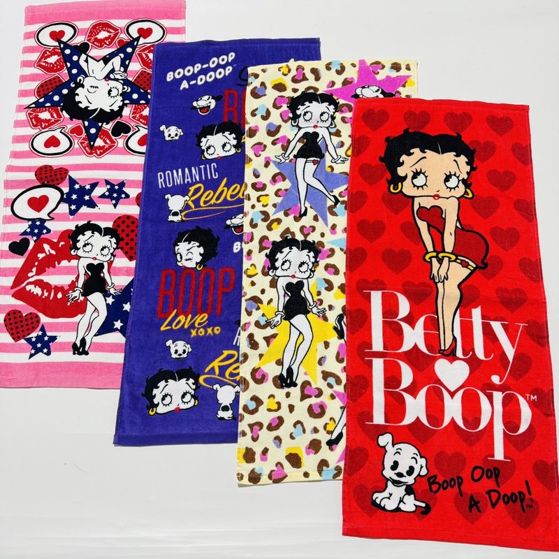 Exported Japanese Pure Cotton Cartoon Betty Boop Bath Towel Beach Towel Large Towel Soft 120X60Cm with Minor Flaws
