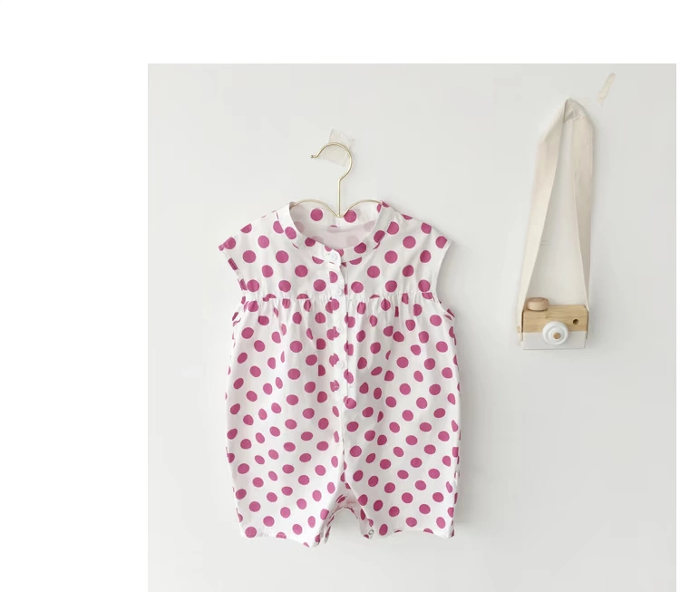 Cookie Home Baby Shop 2019 Summer Girls Cotton polka Dot Hoa không tay Jumpsuit Quần bé Jumpsuit - Áo liền quần