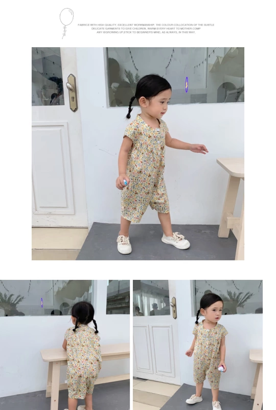 Cookie Home Baby Shop 2019 Summer Girls Cotton polka Dot Hoa không tay Jumpsuit Quần bé Jumpsuit - Áo liền quần