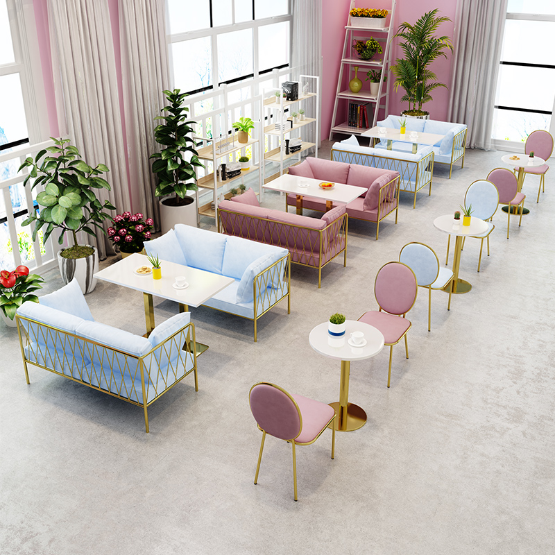 Milk tea shop sofa table and chair combination dessert shop coffee western restaurant leisure double card seat sofa ins net red style