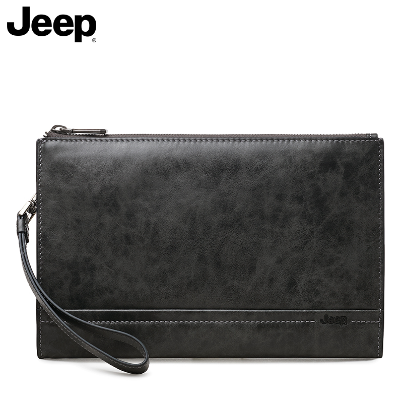 Jeep new men's business clutch bag leather clutch bag soft leather youth envelope bag casual men's handbag