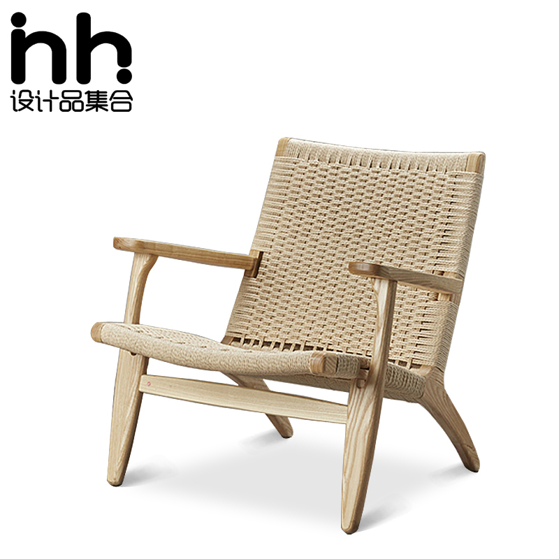 Nordic solid wood Leisure chair Silence Wind Lounge Chairs Balcony Tea Weave Backrest Single Chair Outdoor Designer Chairs-Taobao