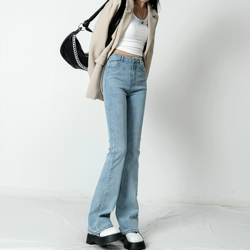 Светлый мегафон, осенние джинсы, штаны, тонкие дизайнерские леггинсы, 2024 года, новая коллекция, высокая талия, подходит для подростков